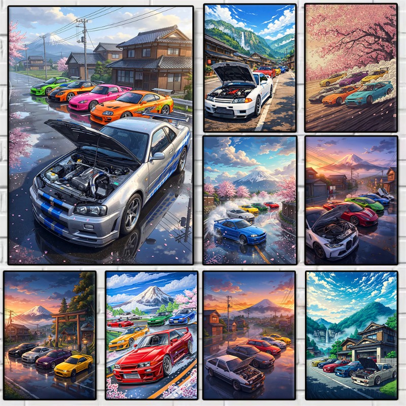 Japanese Living Lifestyle - Anime Japanse JDM auto GTR kersenbloesems