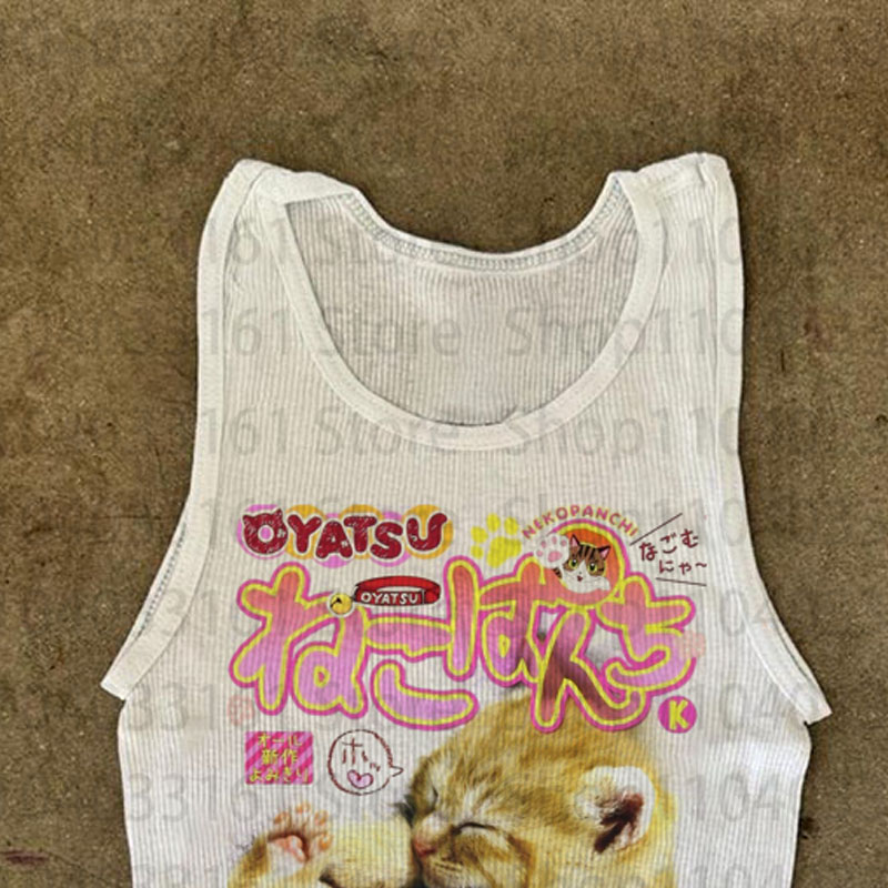 Kawaii Cat tanktop met print i - Japanese Lifestyle Magazines recensie en prijs