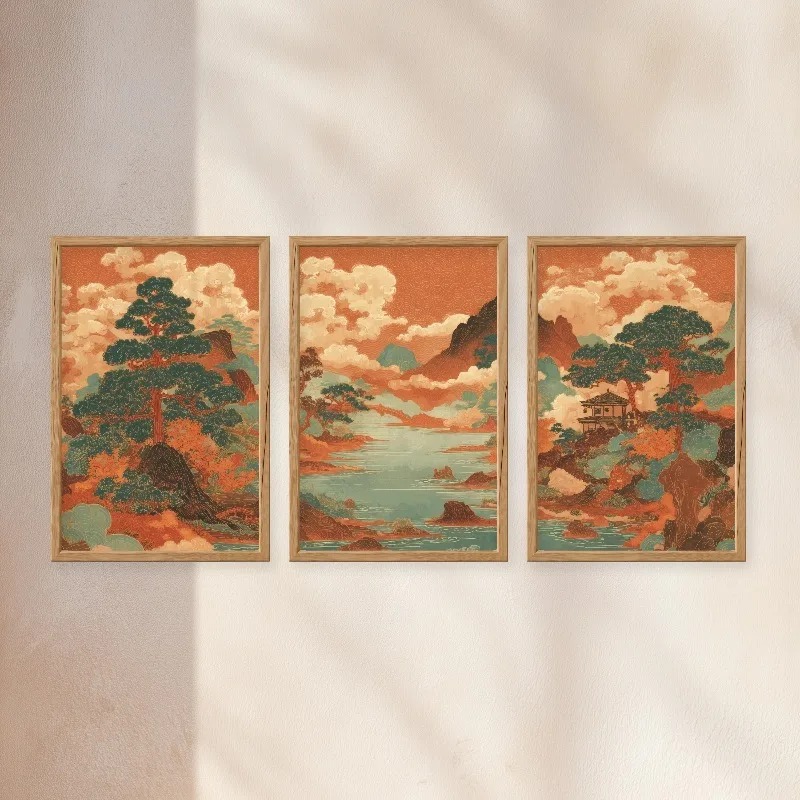 3 stuks vintage Japanse Ukiyo- - Japanese Living Lifestyle recensie en prijs